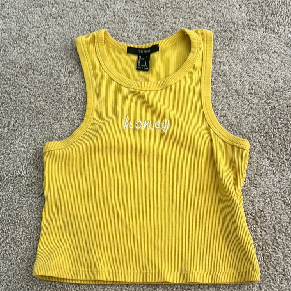 Forever 21 Yellow Ribbed Tank Top